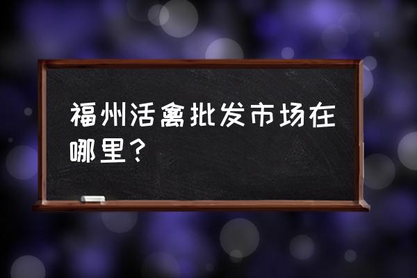 福州市雞鴨批發市場在哪里 福州活禽批發市場在哪里？