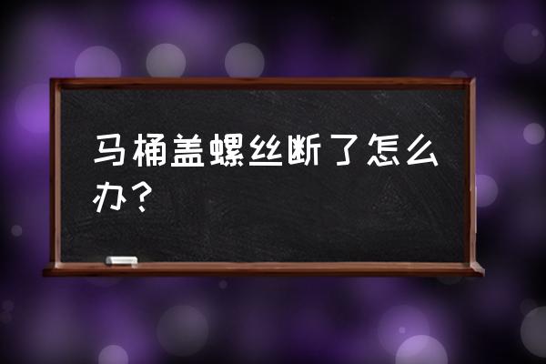 馬桶蓋底座螺絲斷了怎么安裝 馬桶蓋螺絲斷了怎么辦？
