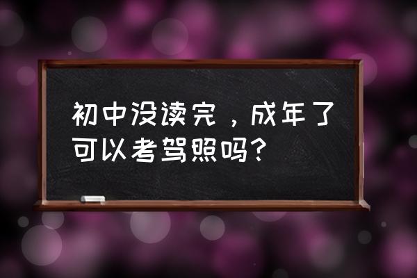 沒文化能考駕照嗎 初中沒讀完，成年了可以考駕照嗎？
