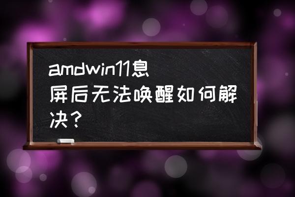 windows11休眠喚醒后黑屏 amdwin11息屏后無法喚醒如何解決? windows11休眠喚醒后黑屏 amdwin11息屏后無法喚醒如何解決?